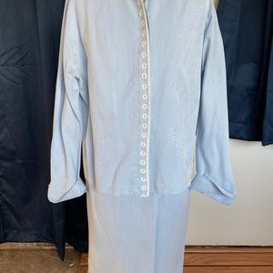 Vintage 90s blue & white striped three-piece suit